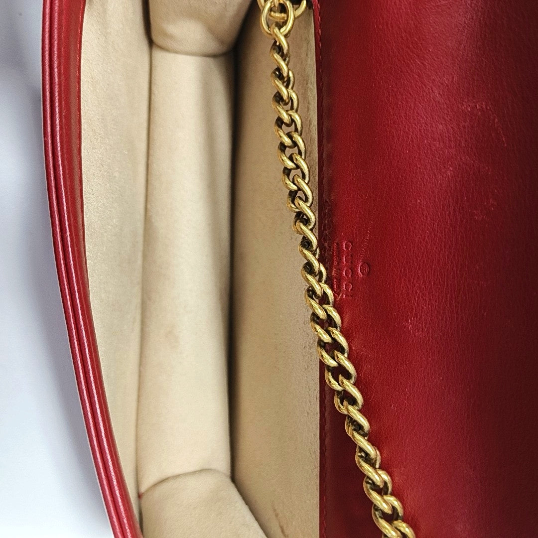 GG Marmont Super Mini Quilted Calfskin Red