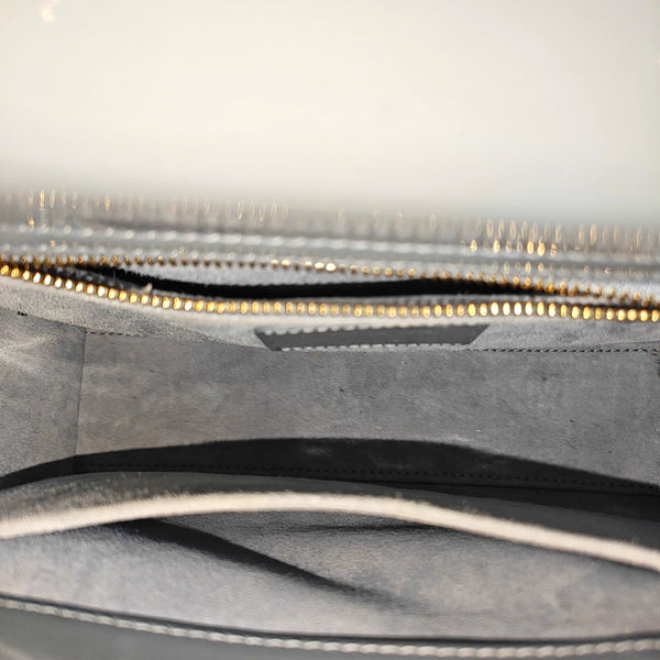 Lady Dior Small Cannage Patent Leather Gray