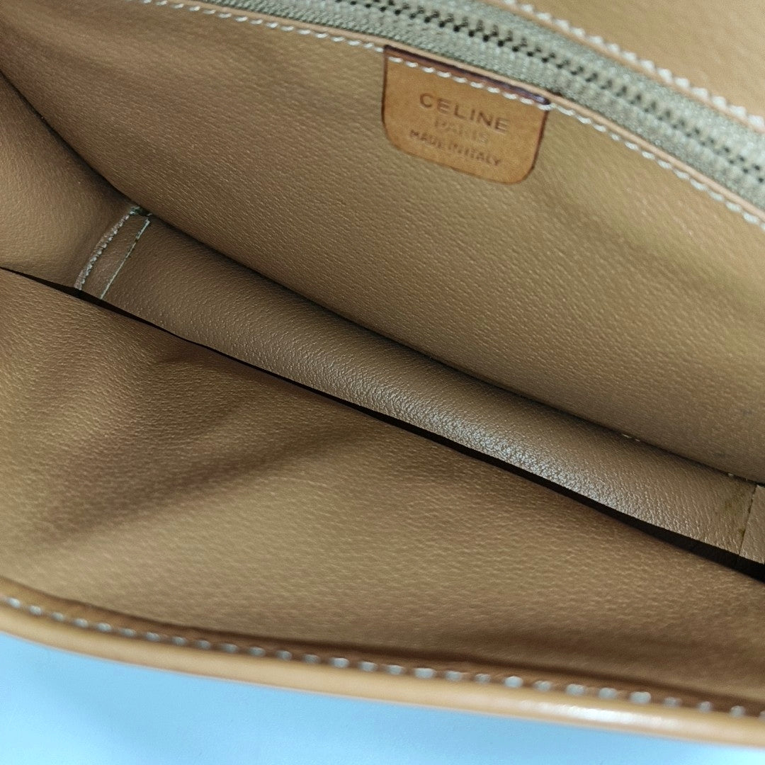 Coated Canvas Shoulder Bag Beige