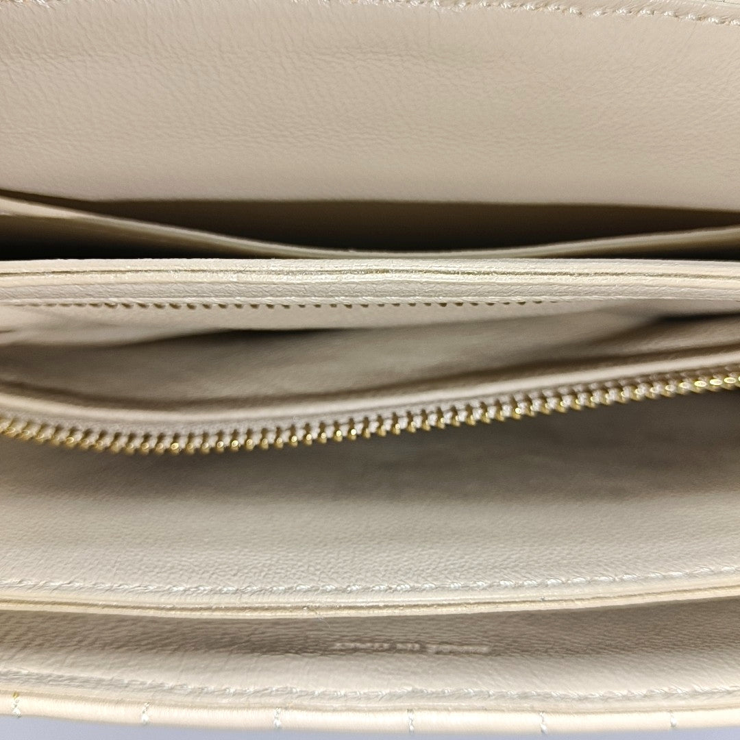 Authenticated pre-owned  C Medium Quilted Calfskin Beige - Shoulder Bag at Looply