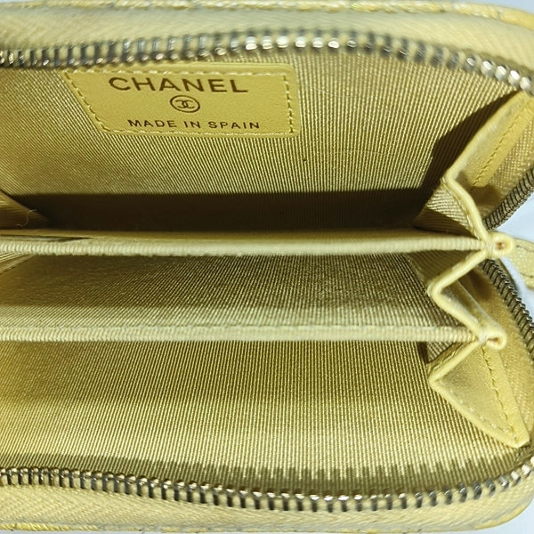 Quilted Grained Calfskin Wallet Yellow