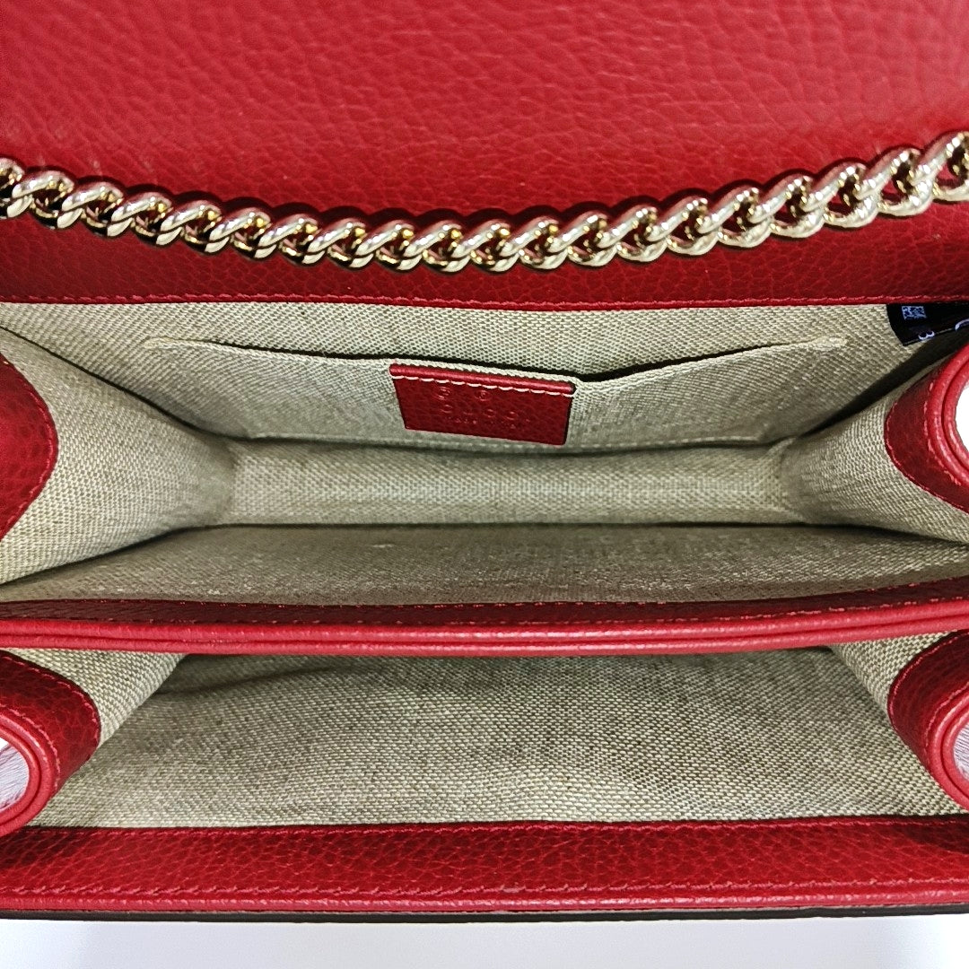 Interlocking G Small Calfskin Red