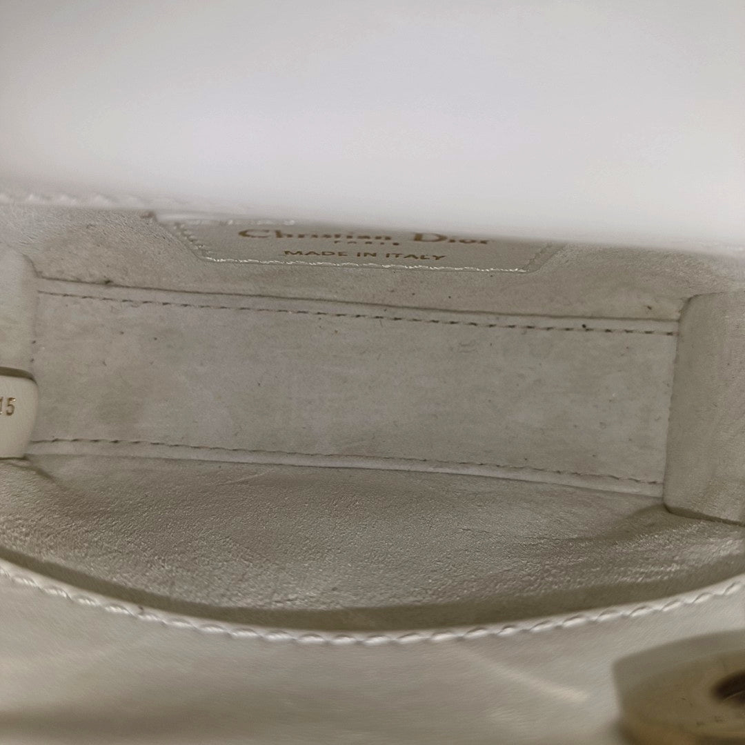 Lady Dior Super Mini Quilted Lambskin White