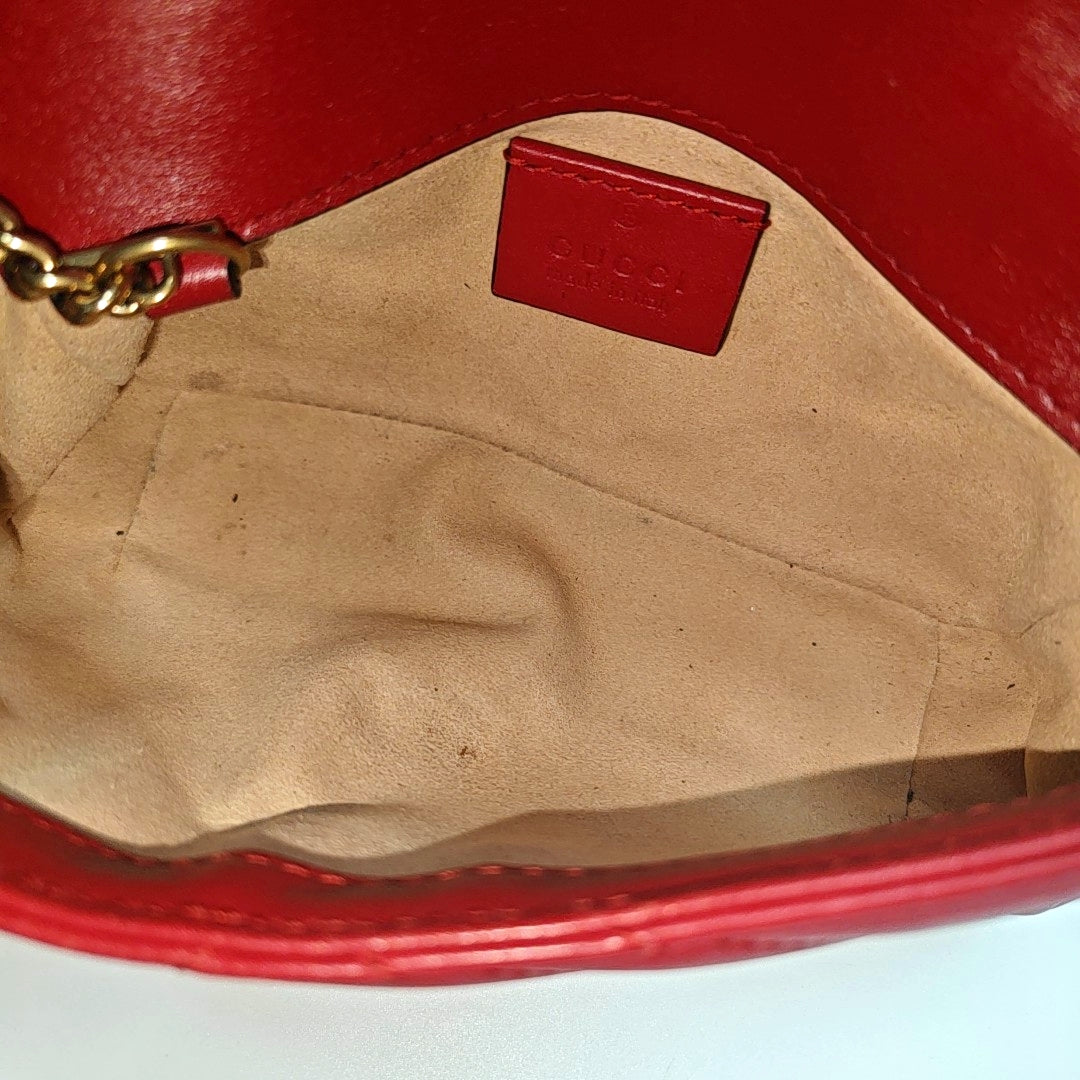 GG Marmont Mini Quilted Calfskin Red