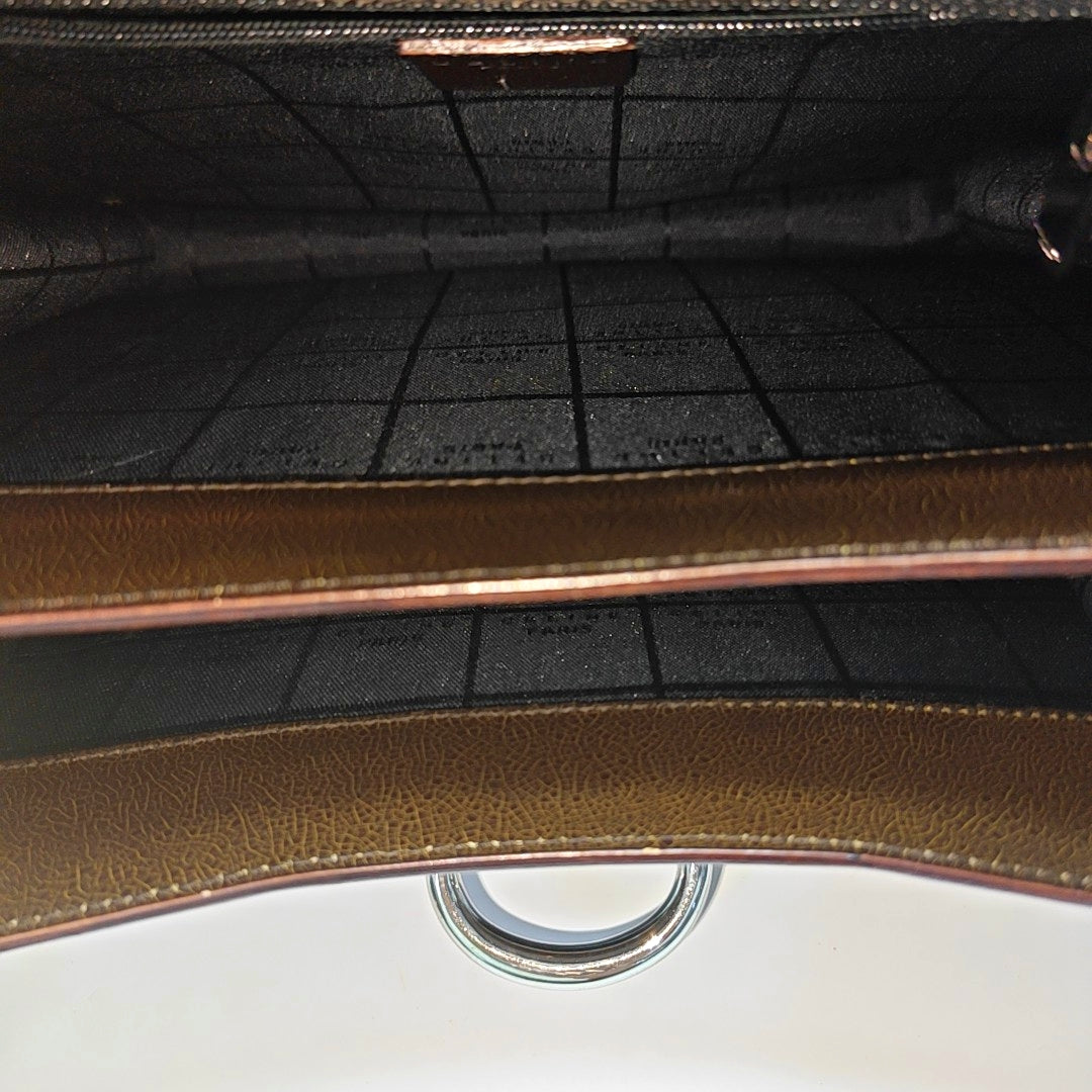 Patent Leather Top Handle Bag Brown