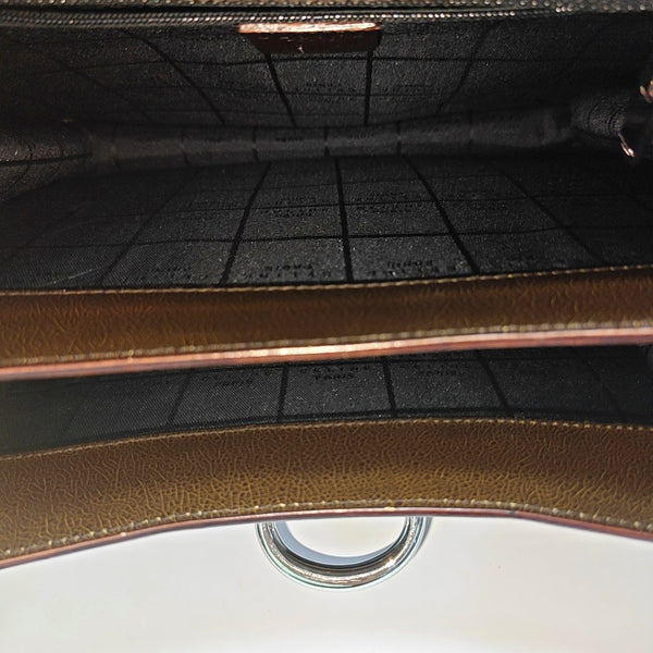 Patent Leather Top Handle Bag Brown