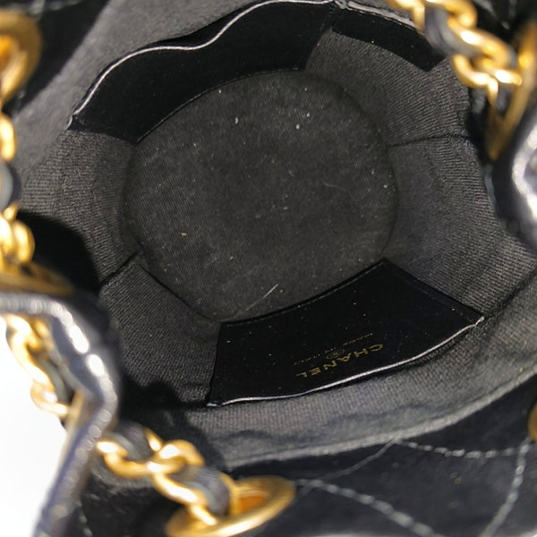 Quilted Calfskin Bucket Bag Black