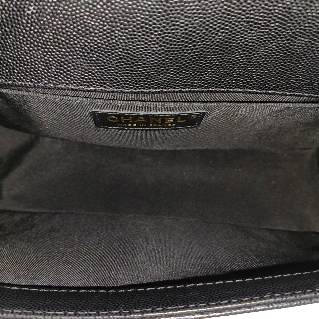 BOY CHANEL Medium Quilted Grained Calfskin Black