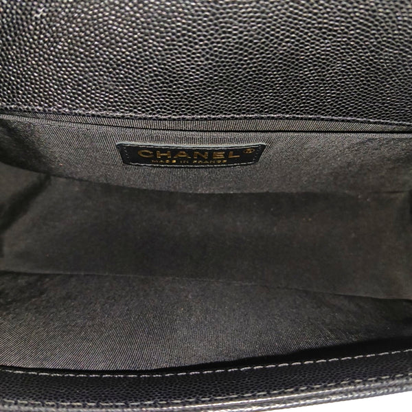 BOY CHANEL Medium Quilted Grained Calfskin Black