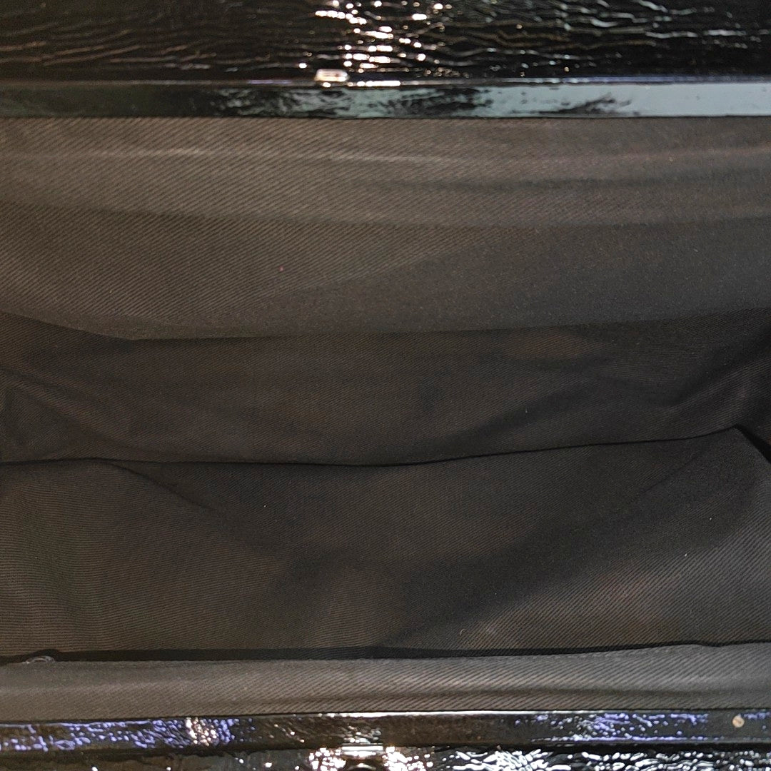 Quilted Patent Leather Shoulder Bag Black