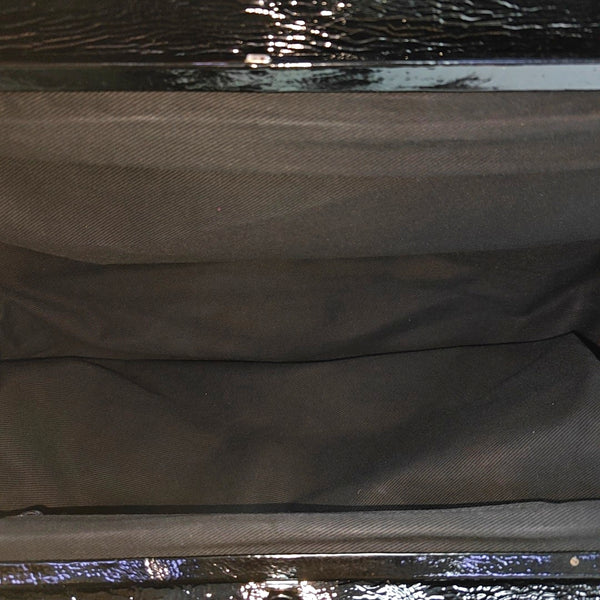 Quilted Patent Leather Shoulder Bag Black