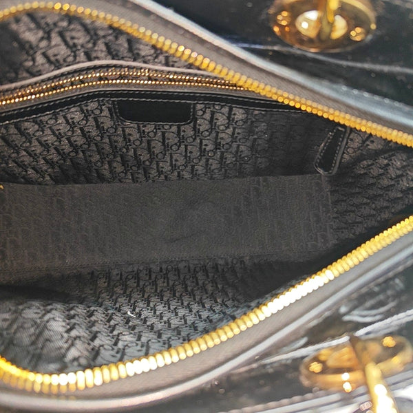Lady Dior Large Patent Leather Black