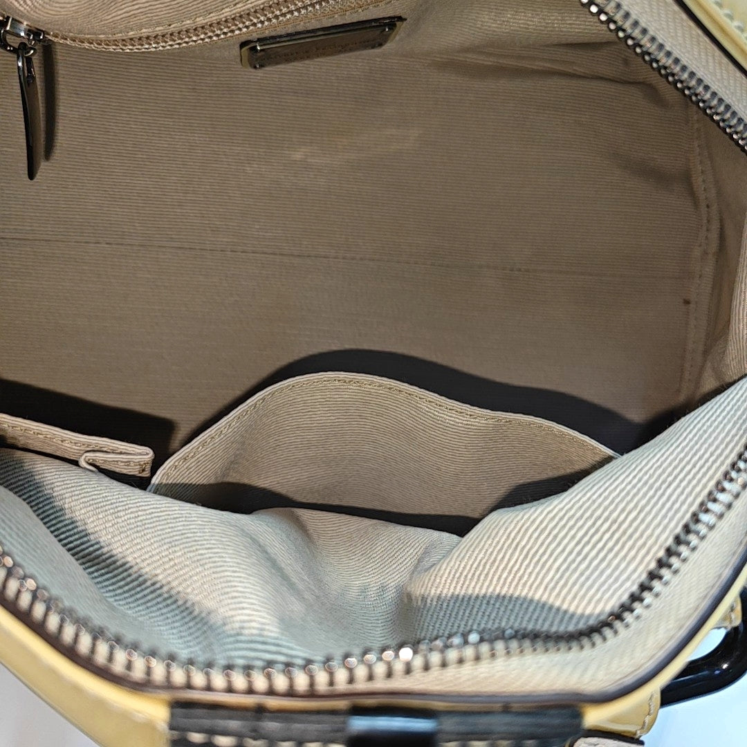Patent Leather Top Handle Bag Yellow