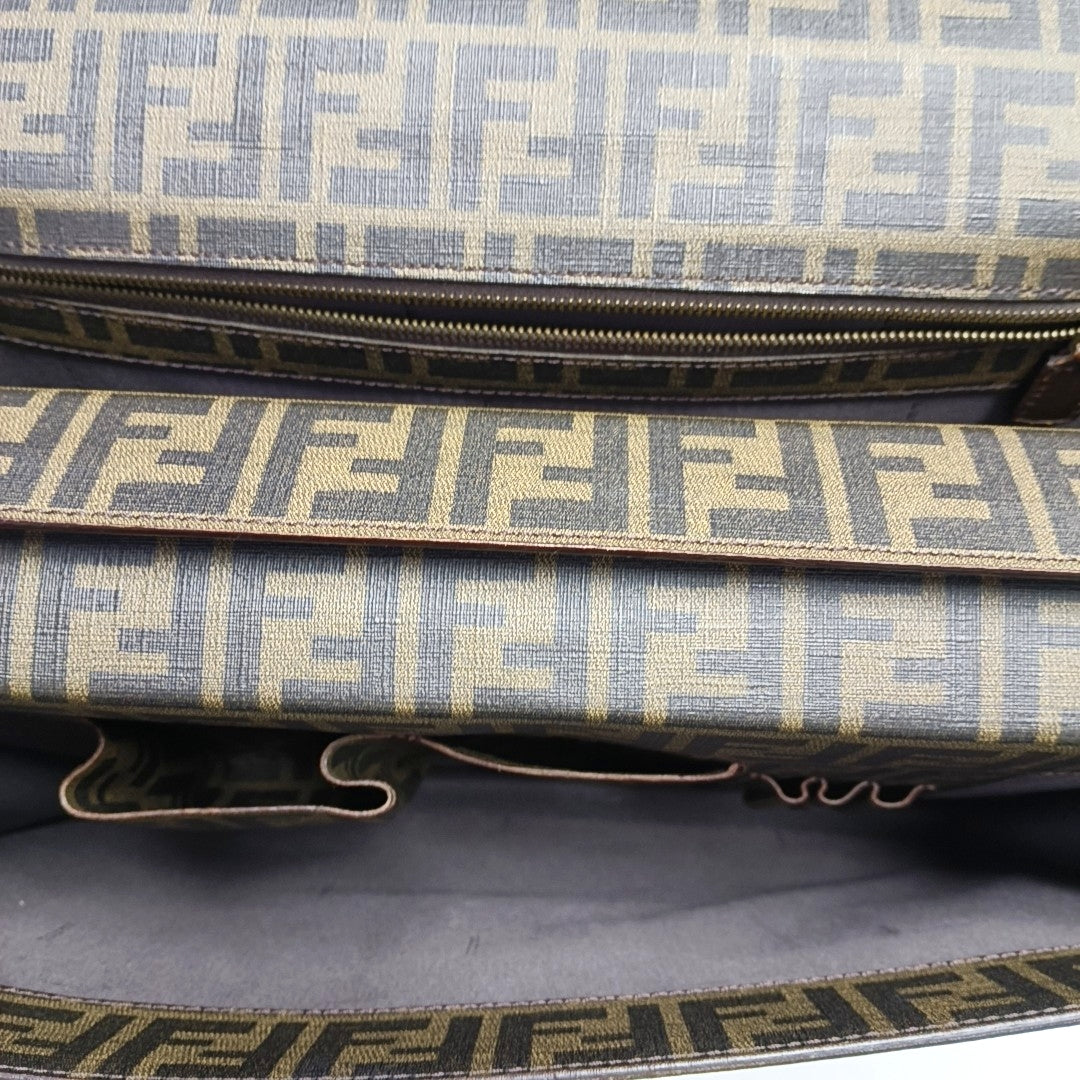 Coated Canvas Top Handle Bag Brown
