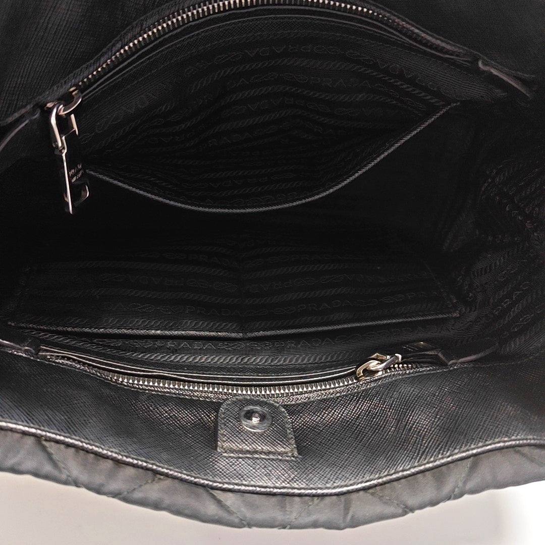 Quilted Nylon Tote Bag Black