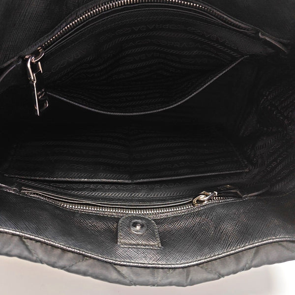 Quilted Nylon Tote Bag Black
