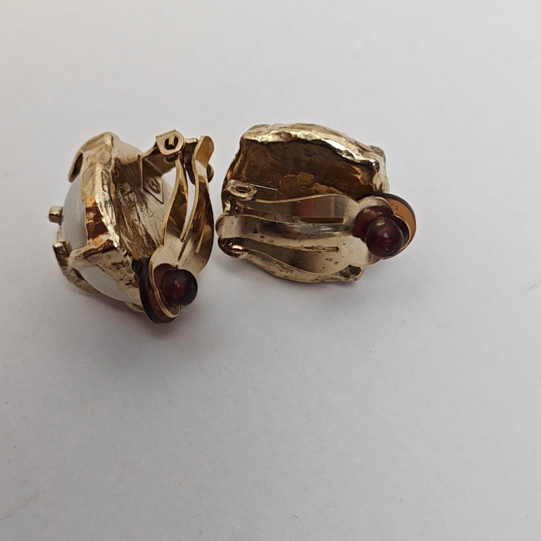 Metal White Clip On Earrings