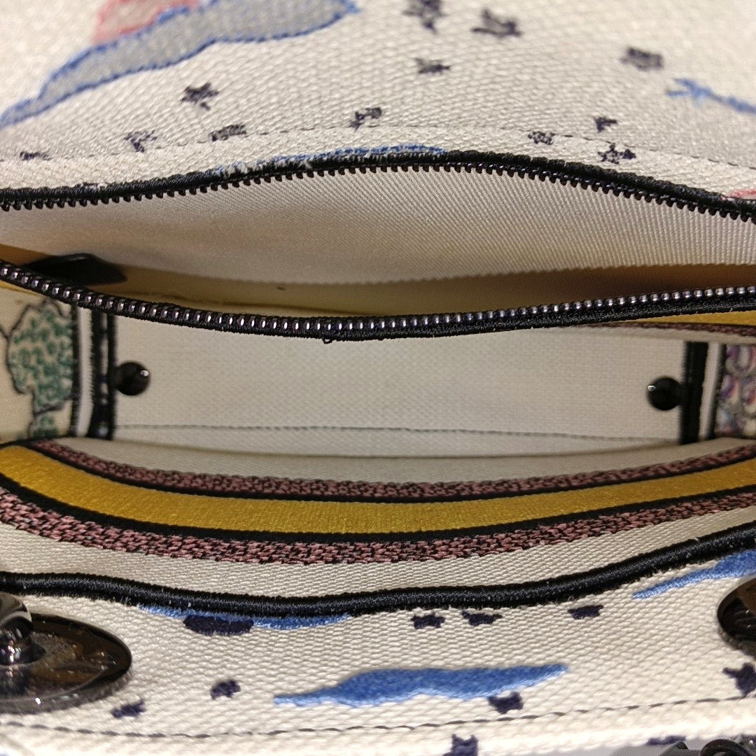 Authenticated pre-owned  Lady D-Lite Medium Fabric White - Tote Bag at Looply