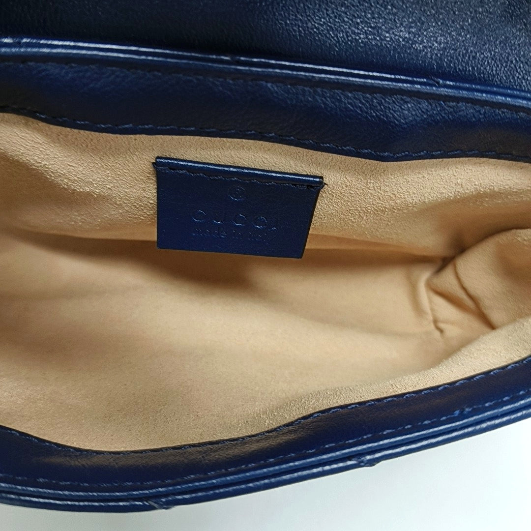 GG Marmont Super Mini Quilted Calfskin Blue