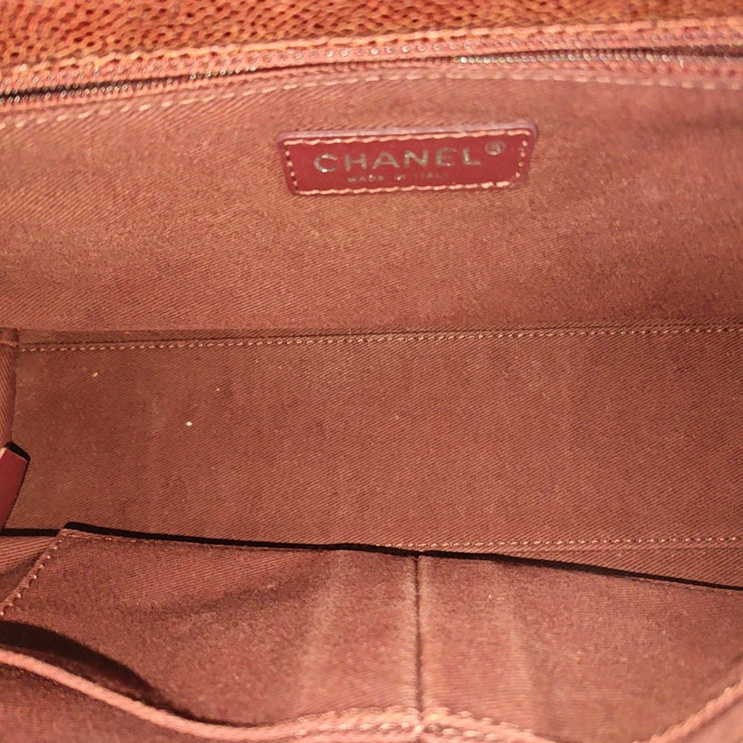 Quilted Grained Calfskin Shoulder Bag Red