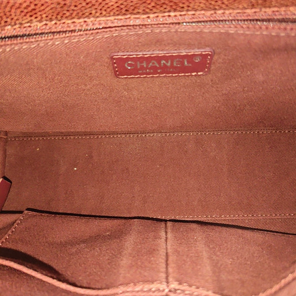 Quilted Grained Calfskin Shoulder Bag Red