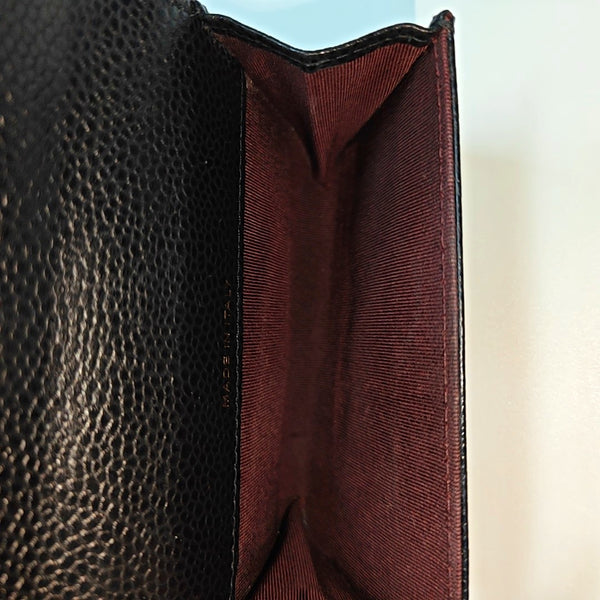 CLASSIC FLAP Quilted Grained Calfskin Black Card Holder