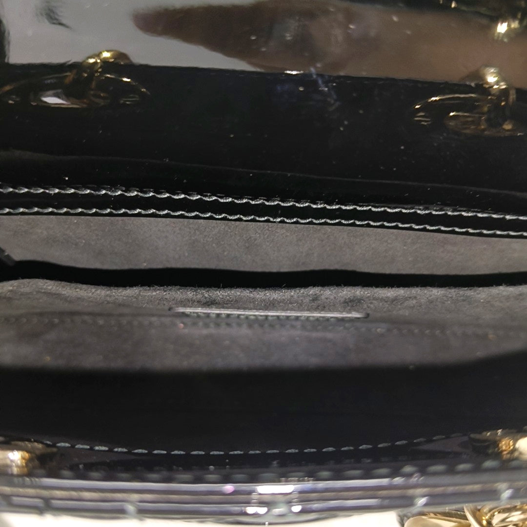 Lady Dior Small Cannage Patent Calfskin Black
