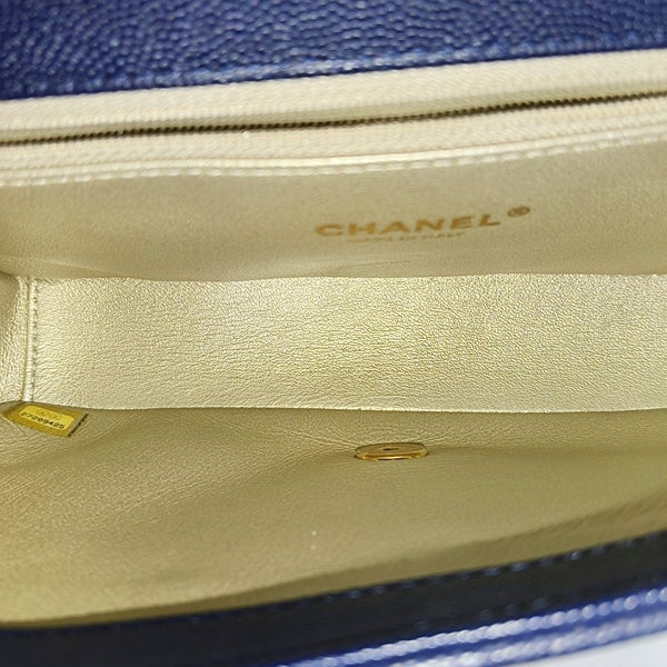 Grained Calfskin Shoulder Bag Blue