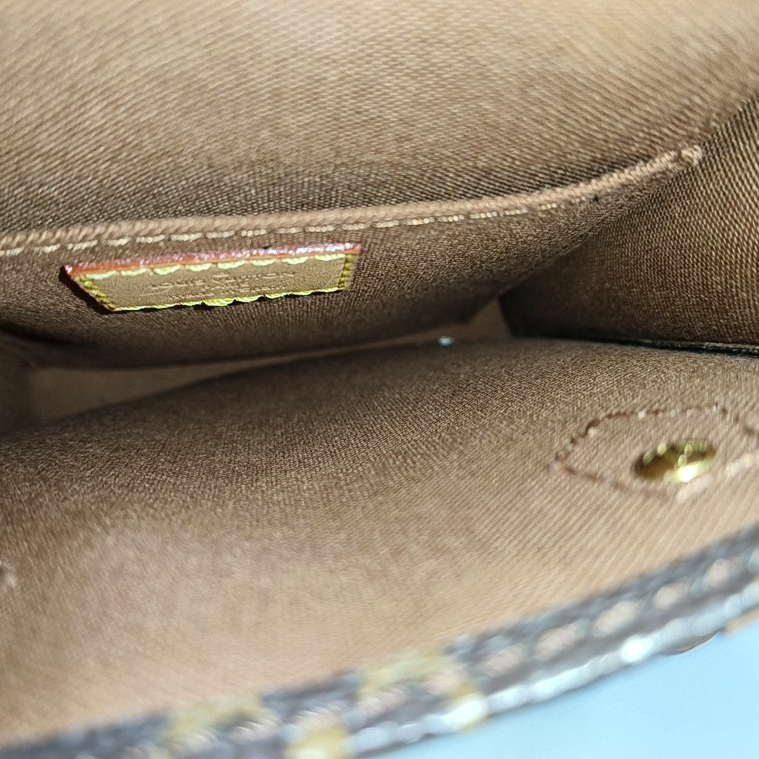 SAC PLAT Mini Monogram Coated Canvas Brown