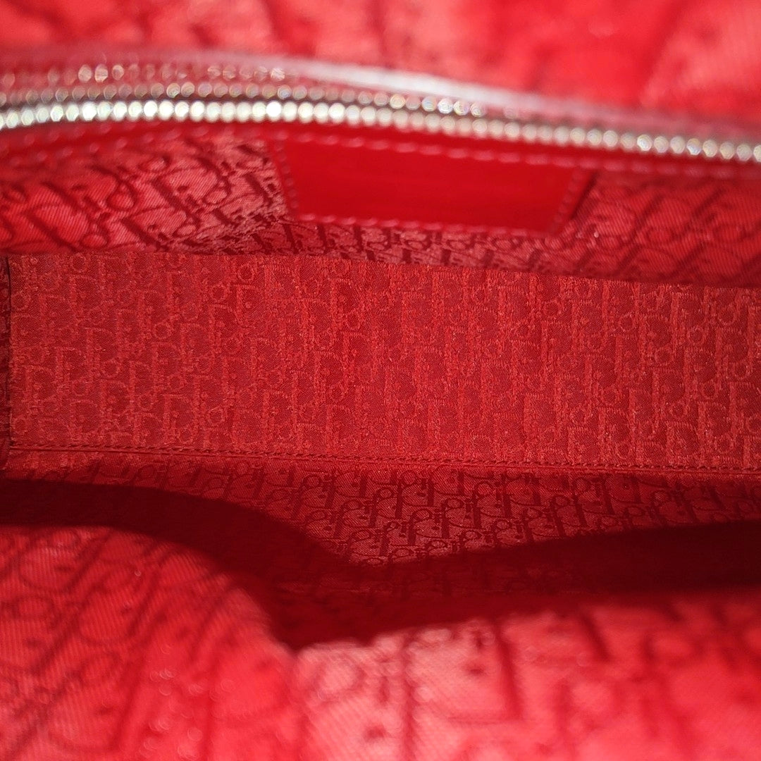 Lady Dior Large Cannage Patent Leather Red