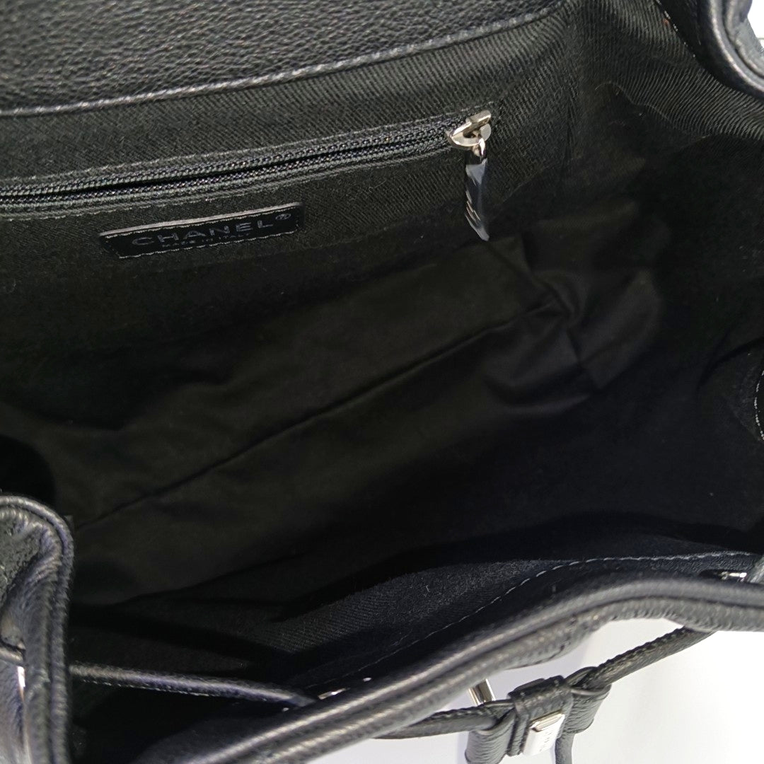 Quilted Grained Calfskin Backpack Black