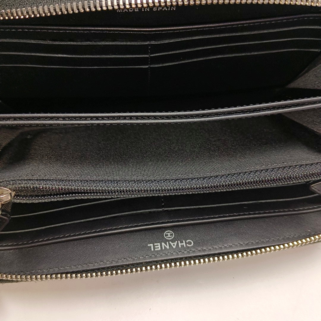 Quilted Patent Leather Wallet Black