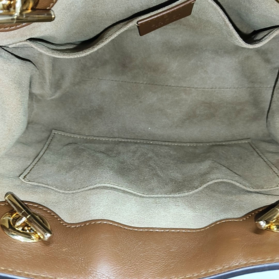 Padlock Small Monogram Coated Canvas Beige