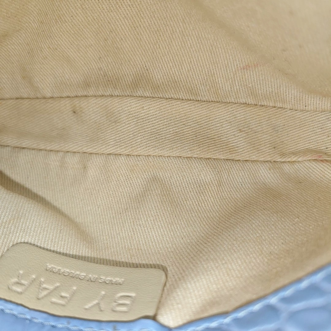 Leather Top Handle Bag Blue