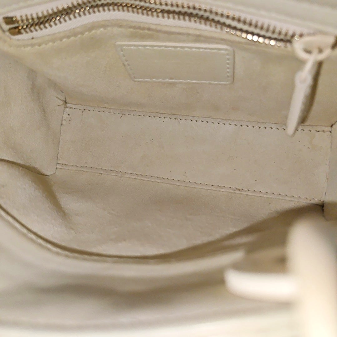 Authenticated pre-owned  Lady Dior Mini Cannage Calfskin White - Tote Bag at Looply