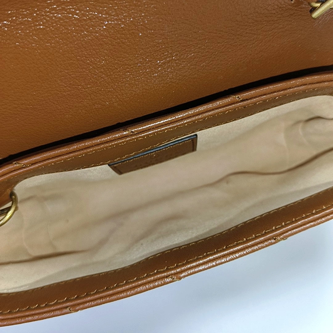 GG Marmont Mini Quilted Calfskin Brown