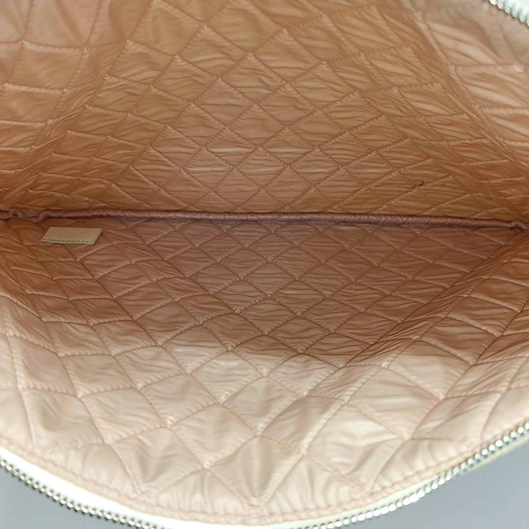 Quilted Canvas Clutch White