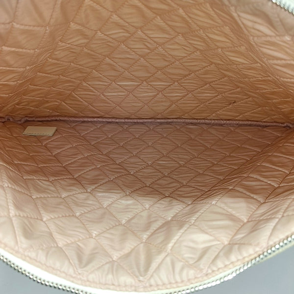Quilted Canvas Clutch White