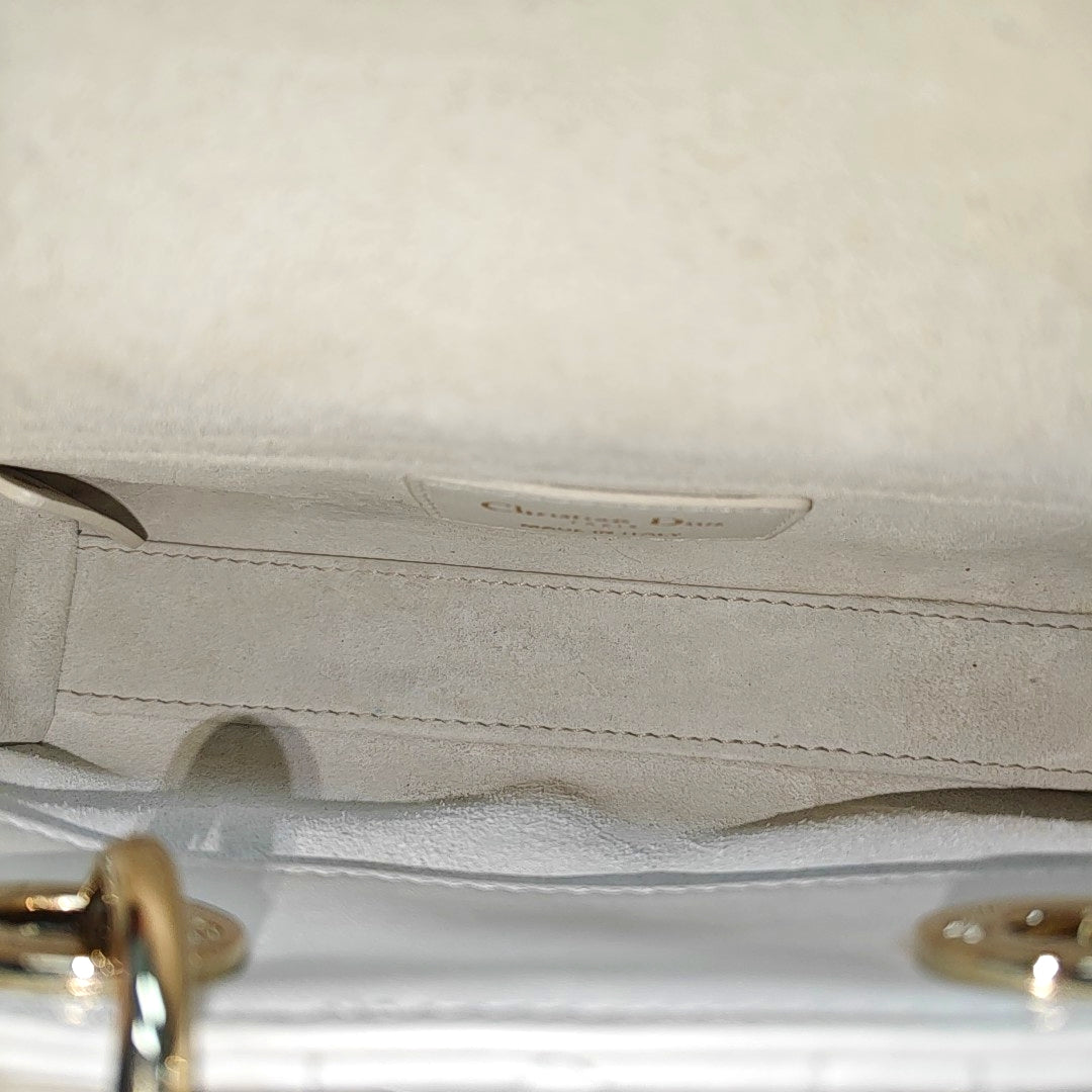 Lady D-Joy Super Mini Cannage Lambskin White