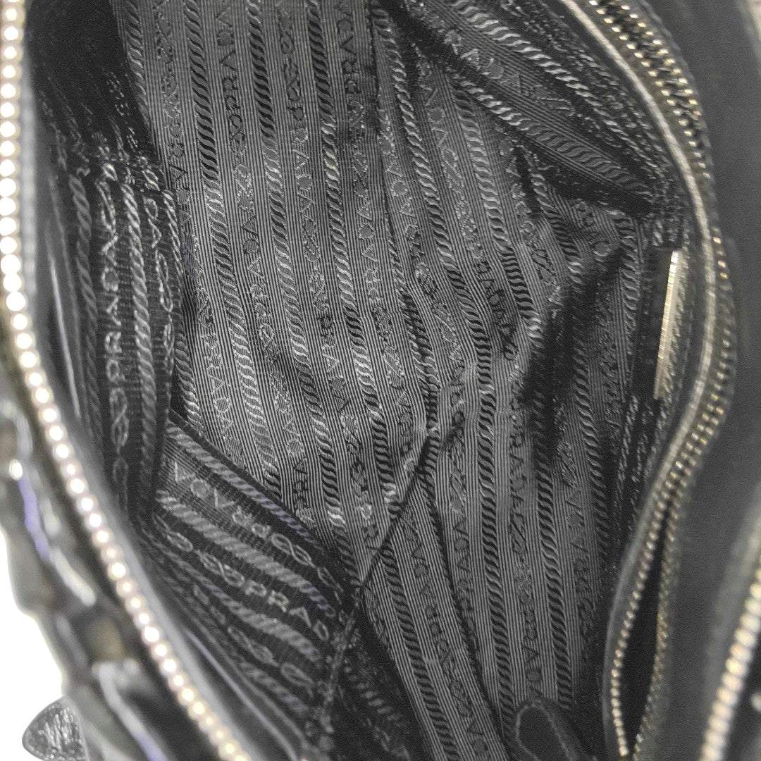 Quilted Patent Leather Tote Bag Black