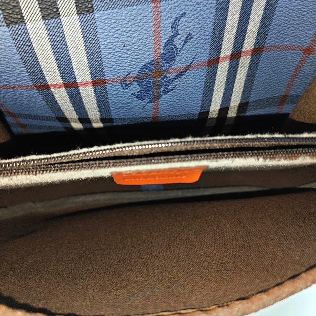 Coated Canvas Shoulder Bag Blue