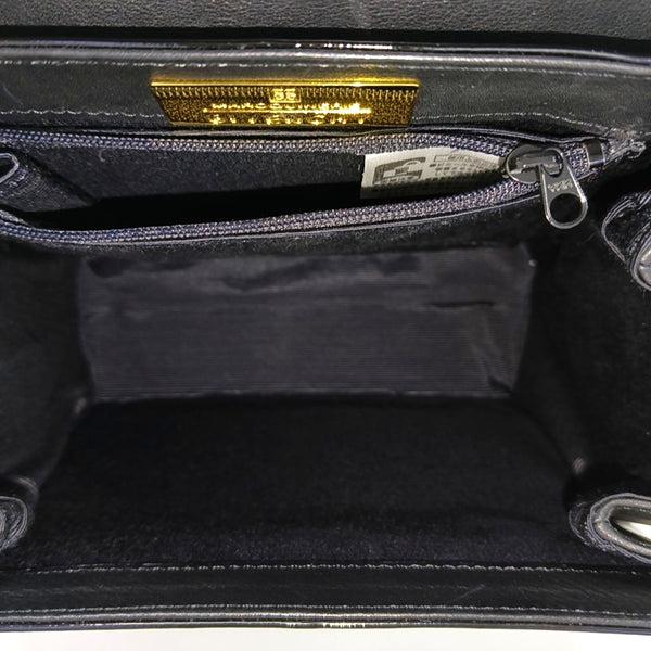 Patent Leather Top Handle Bag Black