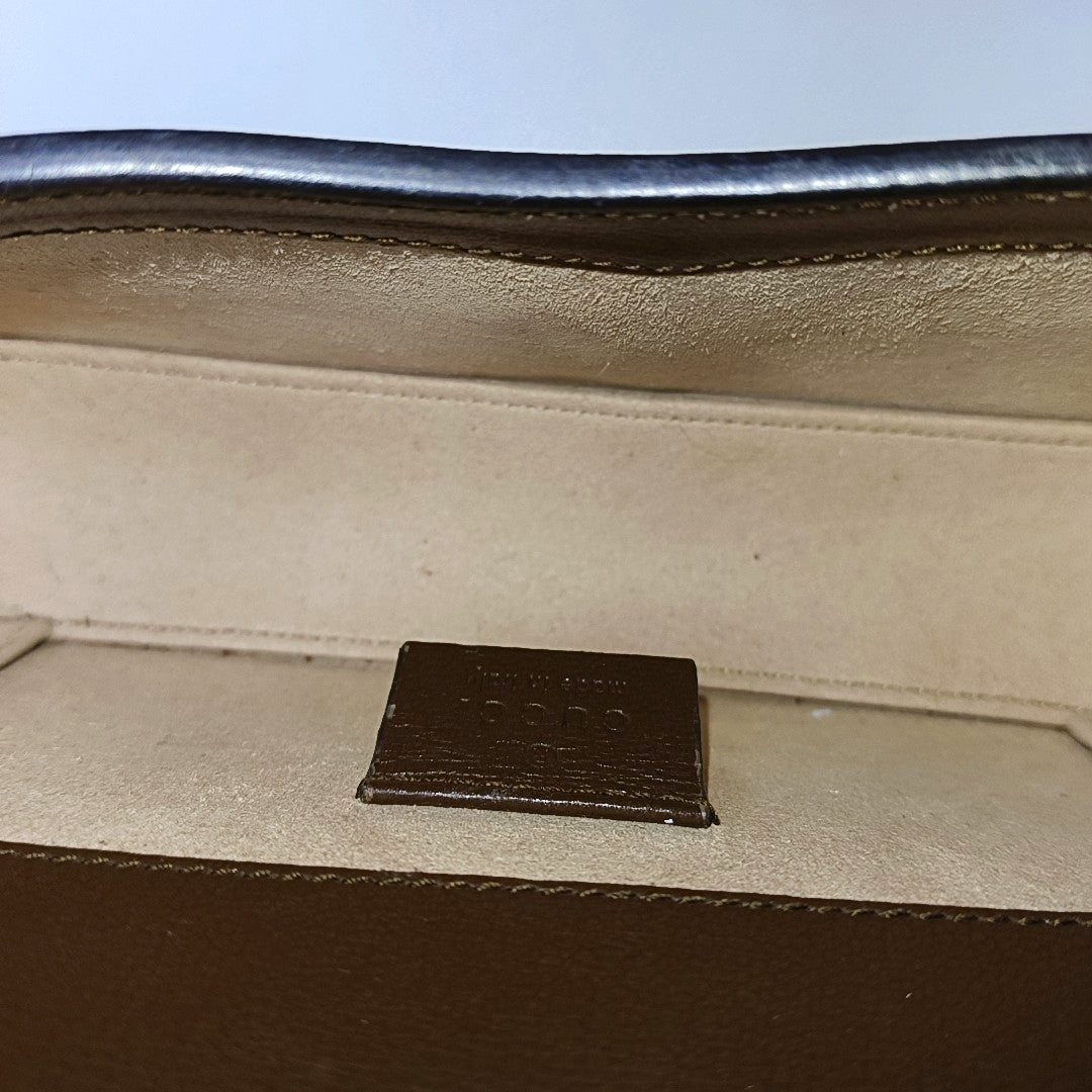 Authenticated pre-owned  Horsebit 1955 Mini Monogram Coated Canvas Beige - Shoulder Bag at Looply