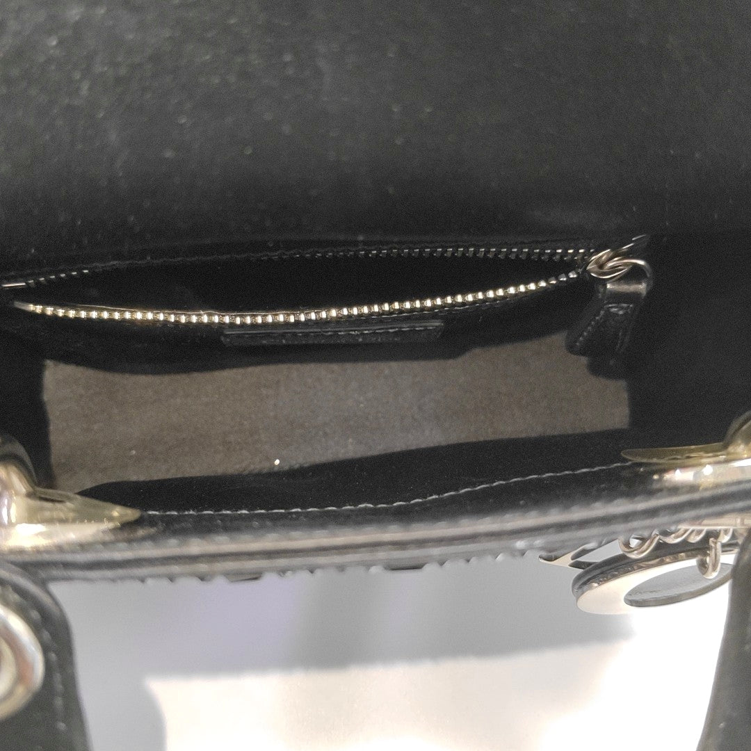 Lady Dior Mini Cannage Silk Satin Black