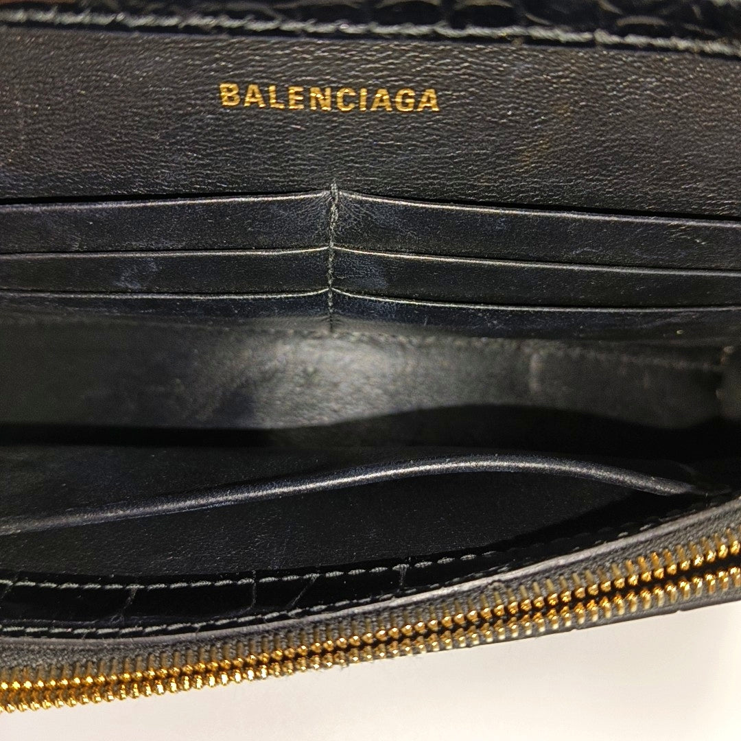 Hourglass Wallet On Chain Small Calfskin Black