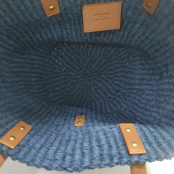 Straw Shoulder Bag Blue
