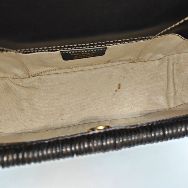 Straw Top Handle Bag Black