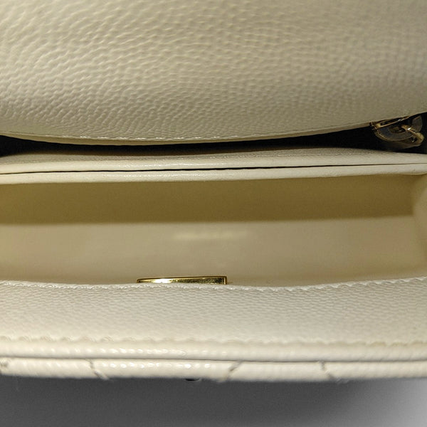 COCO HANDLE Mini Quilted Grained Calfskin White