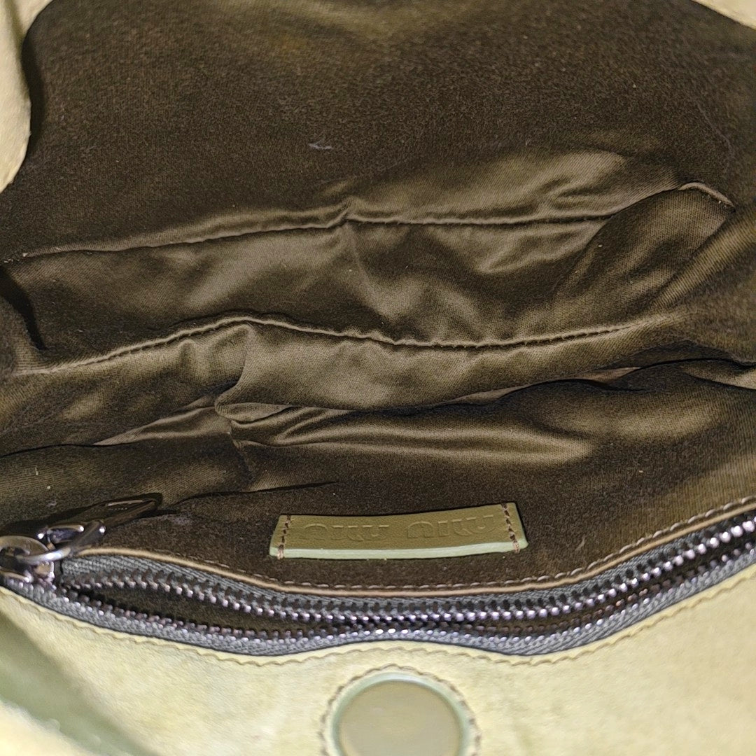 Suede Top Handle Bag Green