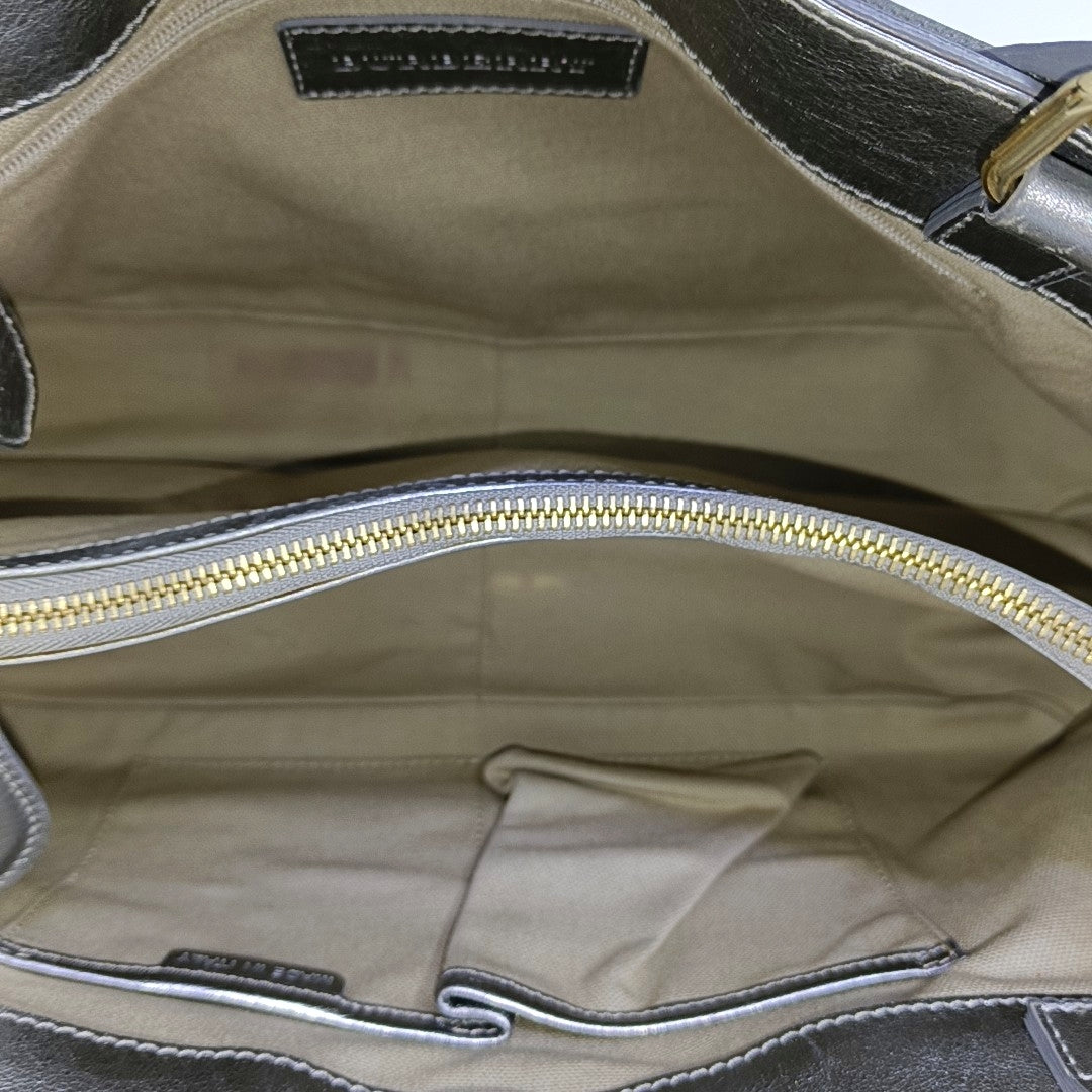 Coated Canvas Tote Bag Silver